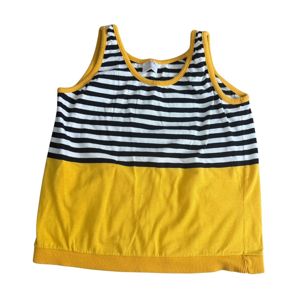 Sport i Striped Knit Tank Top Vintage 90s Ribbed Colorblock Medium Yellow Black